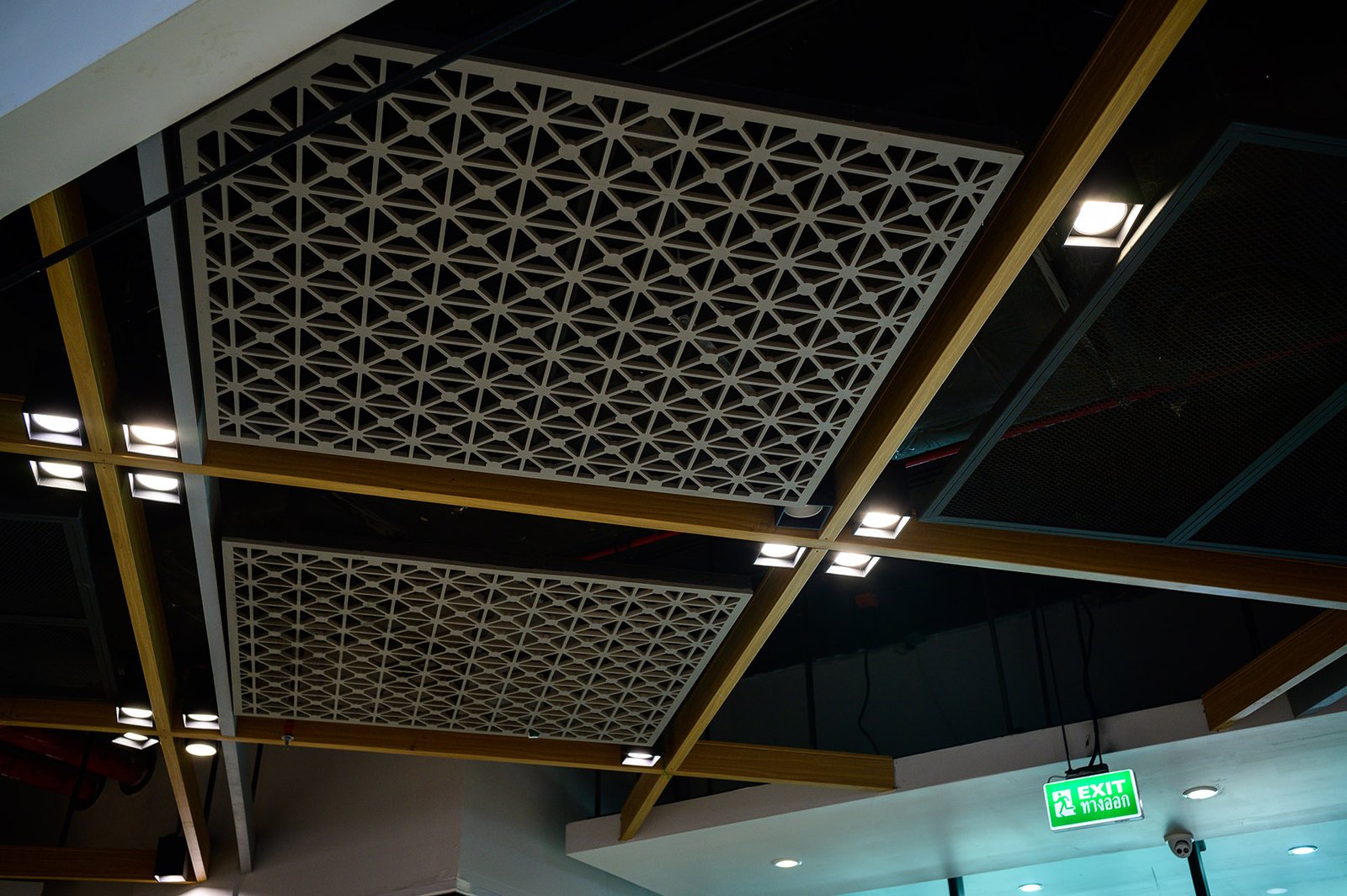 fluorescent lamp on the modern ceiling